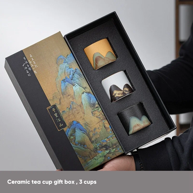 Japanese Pottery - Kotak hadiah, cangkir teh keramik Jepang,
